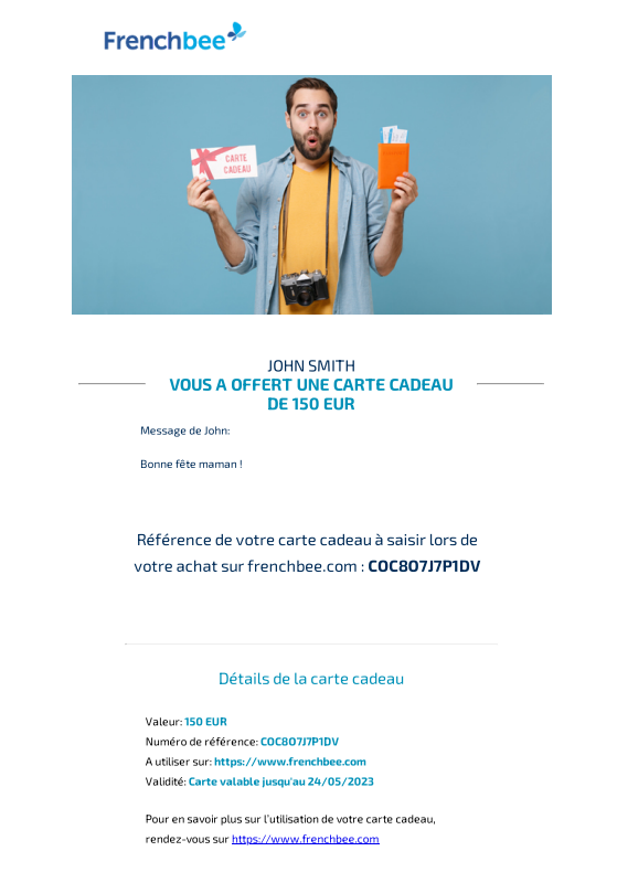 Carte cadeau exemple